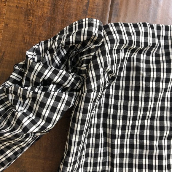 1.STATE Off The Shoulder Gingham Cascade Dress - Picture 4 of 8